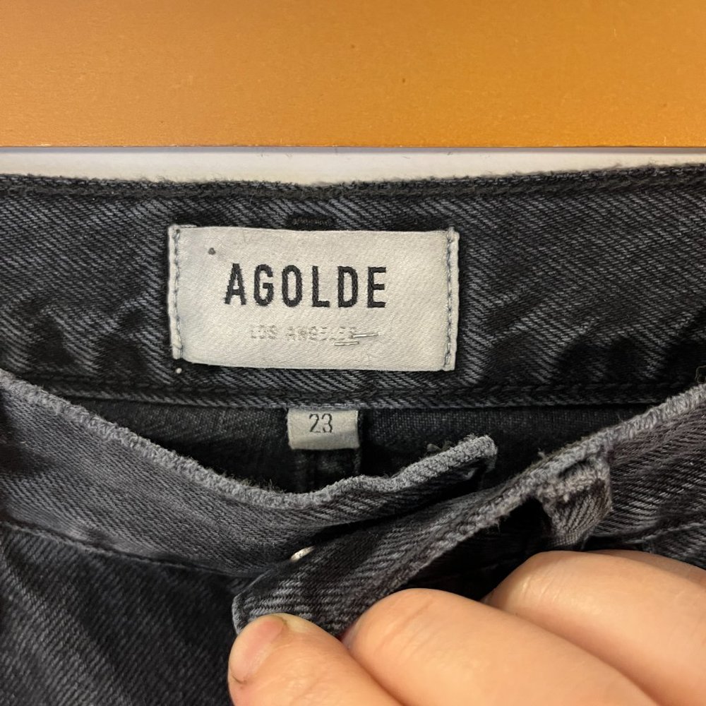 NWOT Agolde Riley High Rise Straight Crop Distressed Size 23 - Picture 6 of 10
